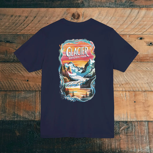 Glacier National Park Unisex Fit Soft T-Shirt Back Print Spring Melt - Park Service Apparel