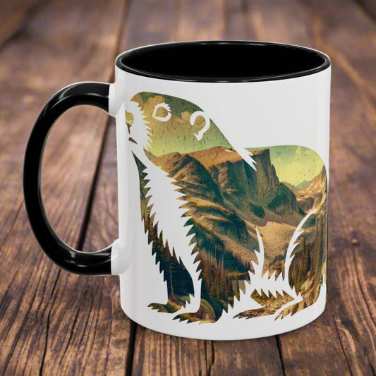 Rocky Mountain National Park Marmot Colored Coffee Mug 11oz 15oz Colorado Coffee Cup Light Blue, Navy, Black, Pink, Red Printify