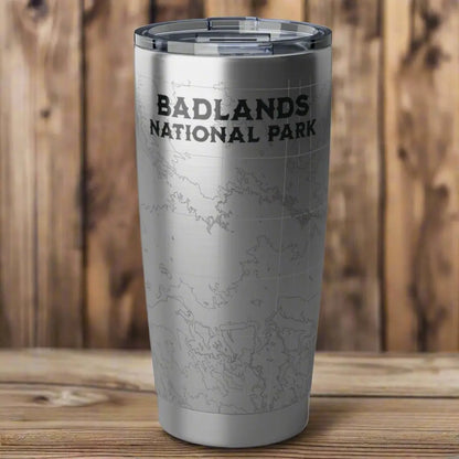 Badlands National Park Topographic Tumbler 20oz USGS Map Print South Dakota - Park Service Apparel