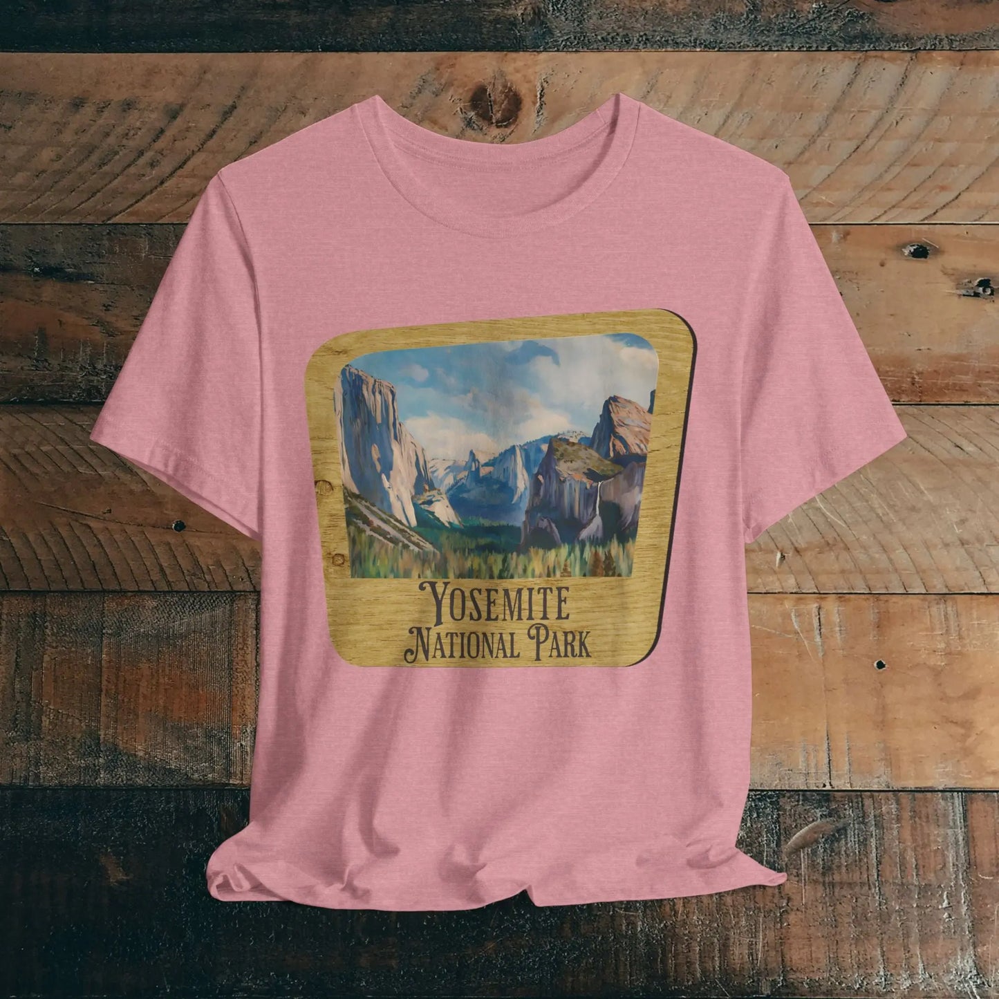 Yosemite National Park Unisex Fit Short Sleeve T-Shirt Wood Sign - Park Service Apparel