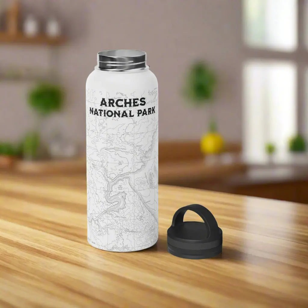 Arches National Park Topographic Stainless Steel Water Bottle Handle Lid Moab Utah Outdoors On the Go Tumbler - Park Service Apparel