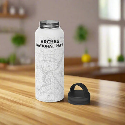 Arches National Park Topographic Stainless Steel Water Bottle Handle Lid Moab Utah Outdoors On the Go Tumbler - Park Service Apparel