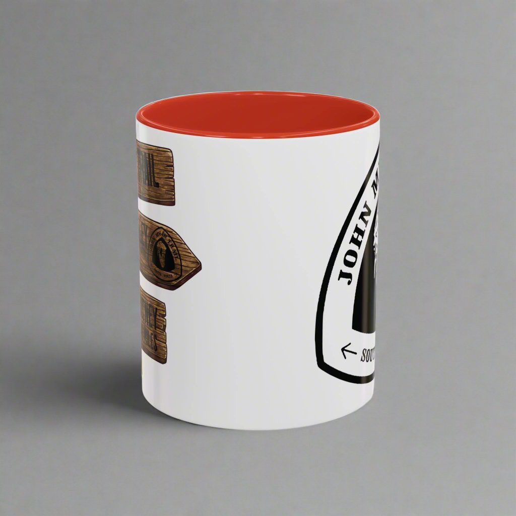 John Muir Trail Accent Coffee Mug 11oz 15oz National Scenic JMT Wood Mile Sign Printify