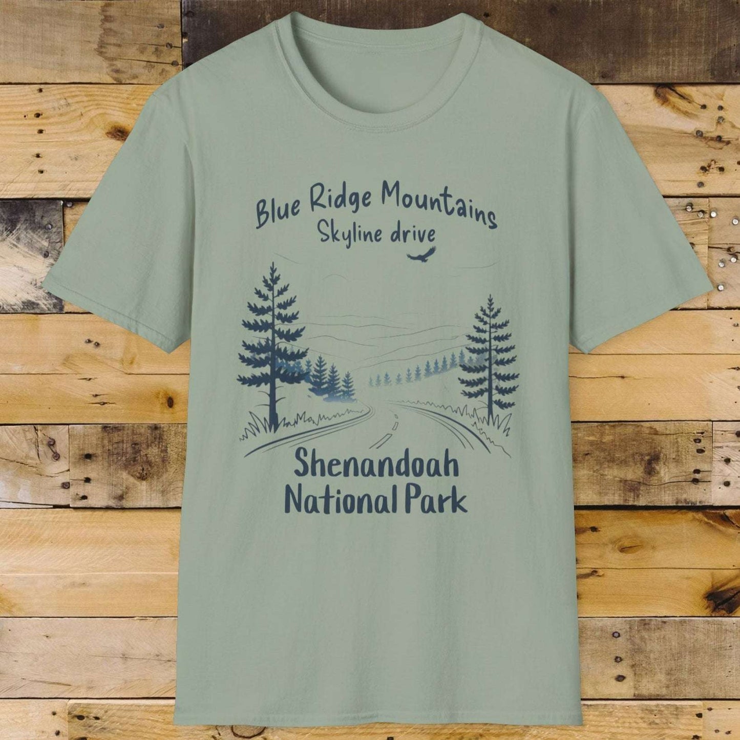 Shenandoah Blue Ridge Mountains National Park Unisex Fit Soft T-Shirt T-Shirt Printify Sage S
