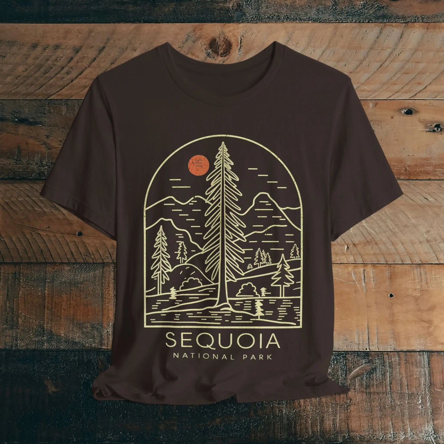 Sequoia National Park Unisex Fit Soft T-Shirt Big Tree Line Art - Park Service Apparel