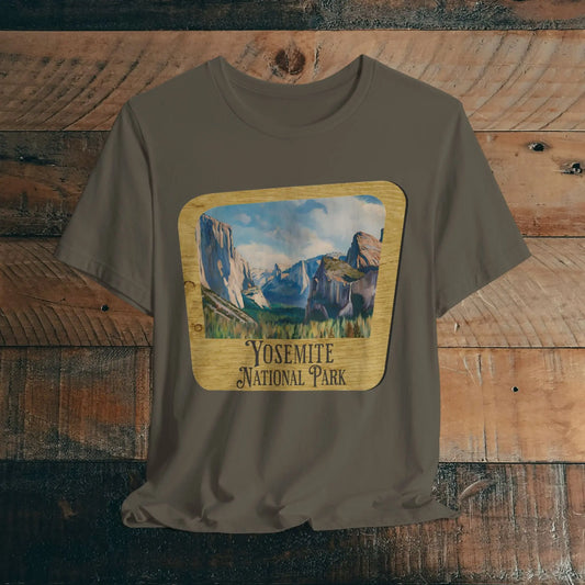 Yosemite National Park Unisex Fit Short Sleeve T-Shirt Wood Sign - Park Service Apparel