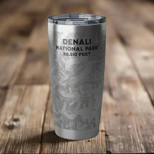 Denali National Park Topographic Tumbler 20oz Elevation 20,310 Ft. Alaska USGS Map Print - Park Service Apparel