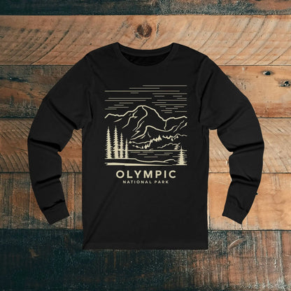 Olympic National Park Unisex Fit Long Sleeve T-Shirt Mountain Line Art - Park Service Apparel