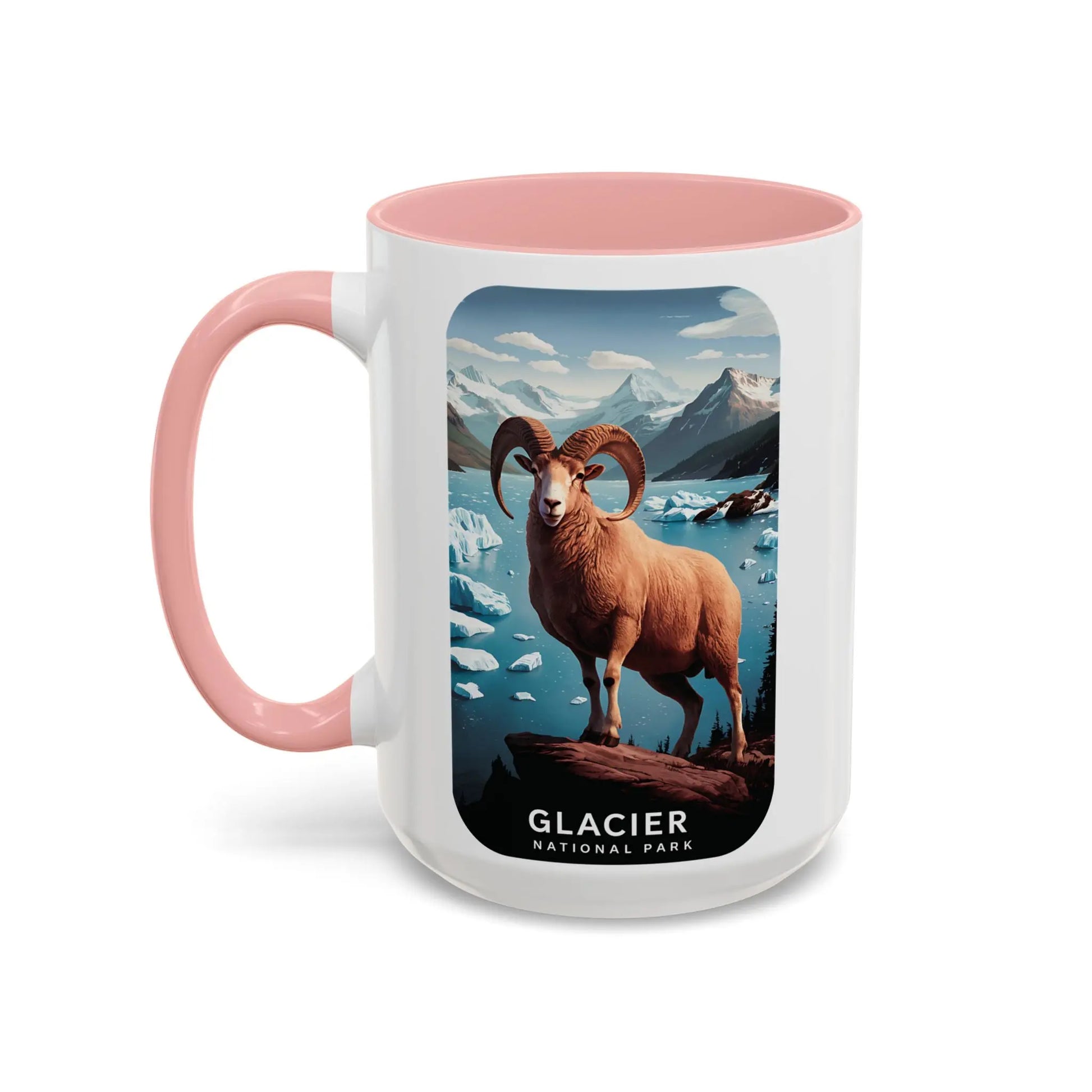 Glacier National Park Big Horned Sheep Scenic Coffee Mug 11oz 15oz Blue Black Pink Red - Park Service Apparel