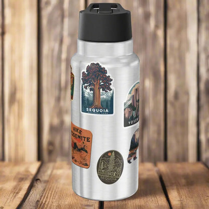 Custom California National Park Insulated Water Bottle  Sticker Style Tumbler 32oz Personalized - Park Service Apparel