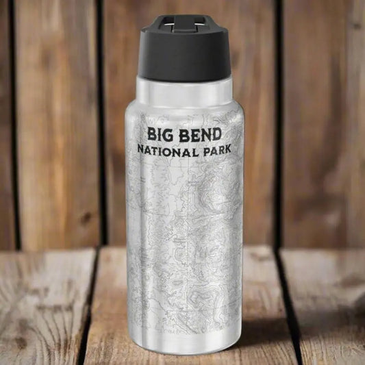 Big Bend National Park Topographic Insulated Water Bottle Tumbler 32oz USGS Map Print - Park Service Apparel
