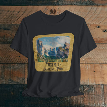 Yosemite National Park Unisex Fit Short Sleeve T-Shirt Wood Sign - Park Service Apparel