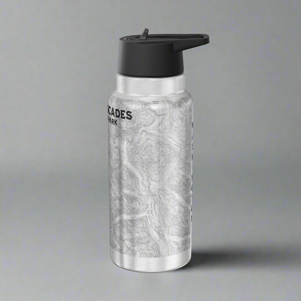 North Cascades National Park Topographic Insulated Water Bottle Tumbler 32oz