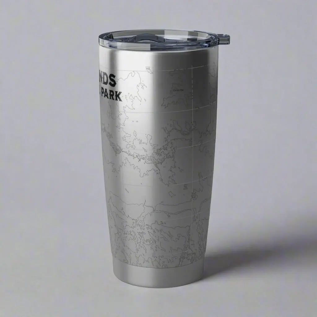 Badlands National Park Topographic Tumbler 20oz USGS Map Print South Dakota - Park Service Apparel