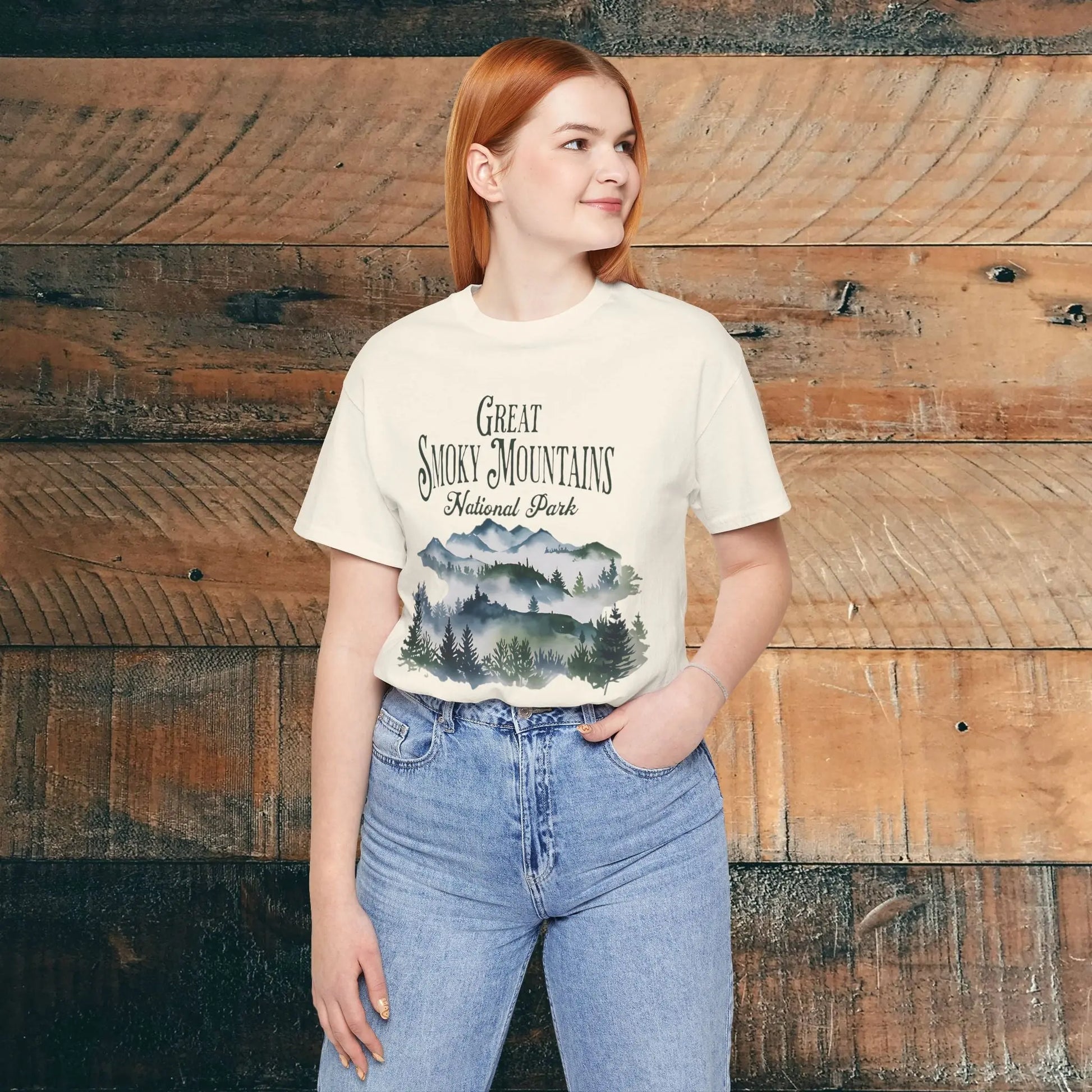 Great Smoky Mountains National Park Unisex Fit Soft T-shirt Watercolor Style Nature Tee - Park Service Apparel