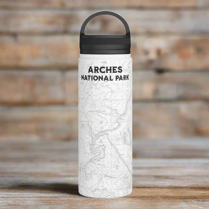 Arches National Park Topographic Stainless Steel Water Bottle Handle Lid Moab Utah Outdoors On the Go Tumbler - Park Service Apparel