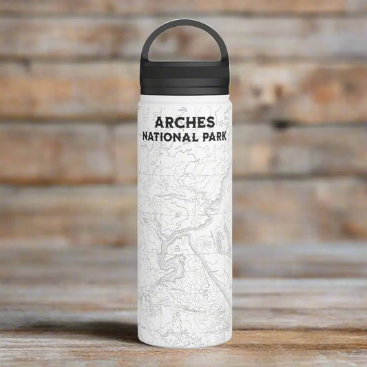 Arches National Park Topographic Stainless Steel Water Bottle Handle Lid Moab Utah Outdoors On the Go Tumbler - Park Service Apparel