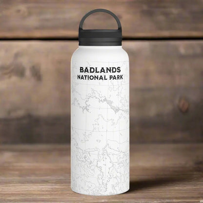 Badlands National Park Topographic Stainless Steel Water Bottle Handle Lid  South Dakota - Park Service Apparel
