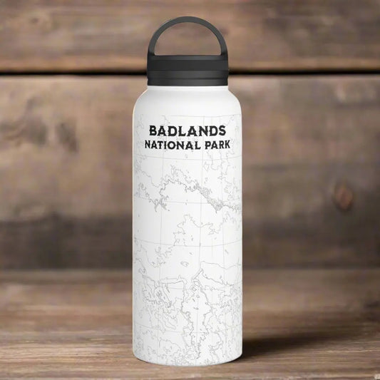 Badlands National Park Topographic Stainless Steel Water Bottle Handle Lid  South Dakota - Park Service Apparel