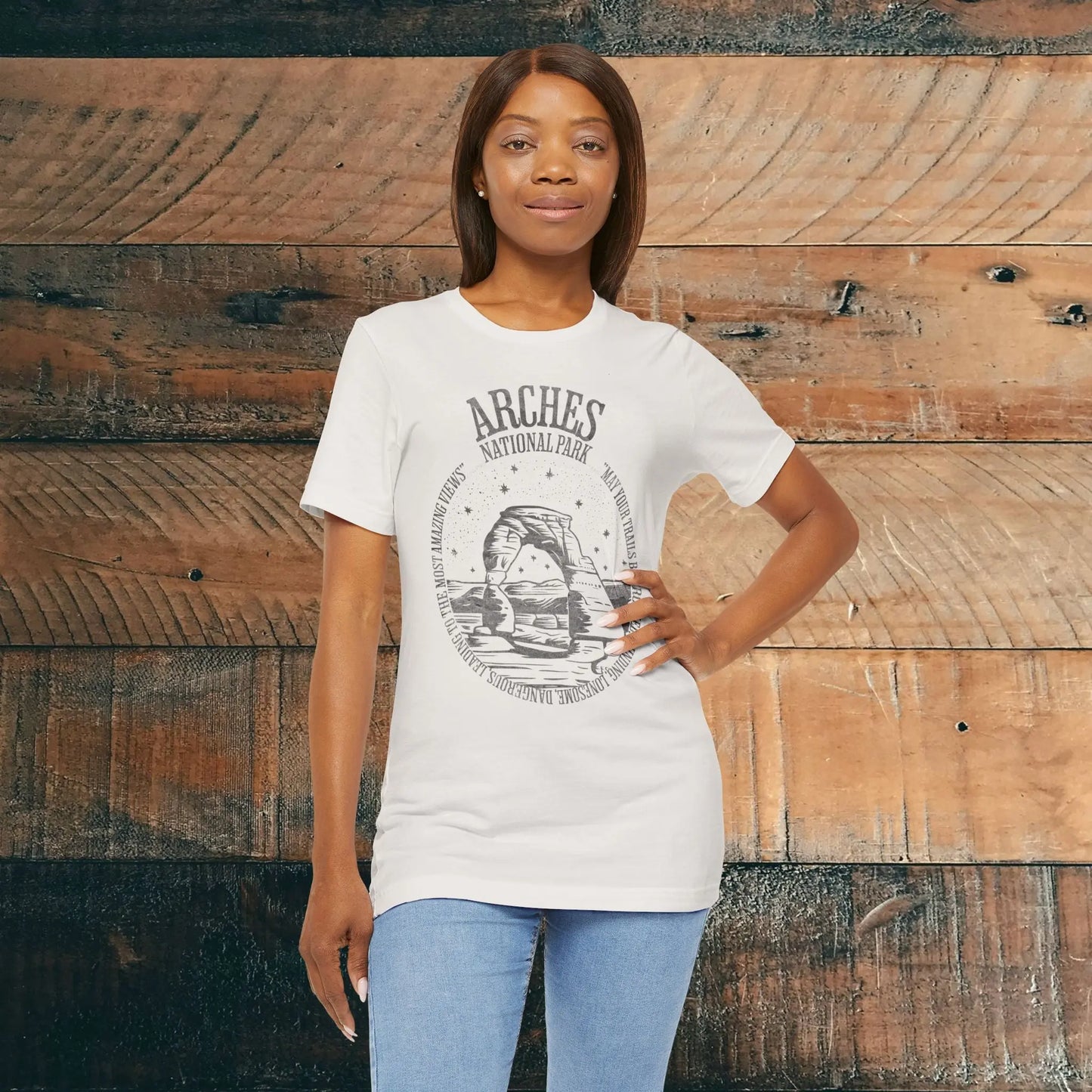 Arches National Park Unisex Fit Short Sleeve Tee Trails Be Crooked Ed Abbey - Park Service Apparel