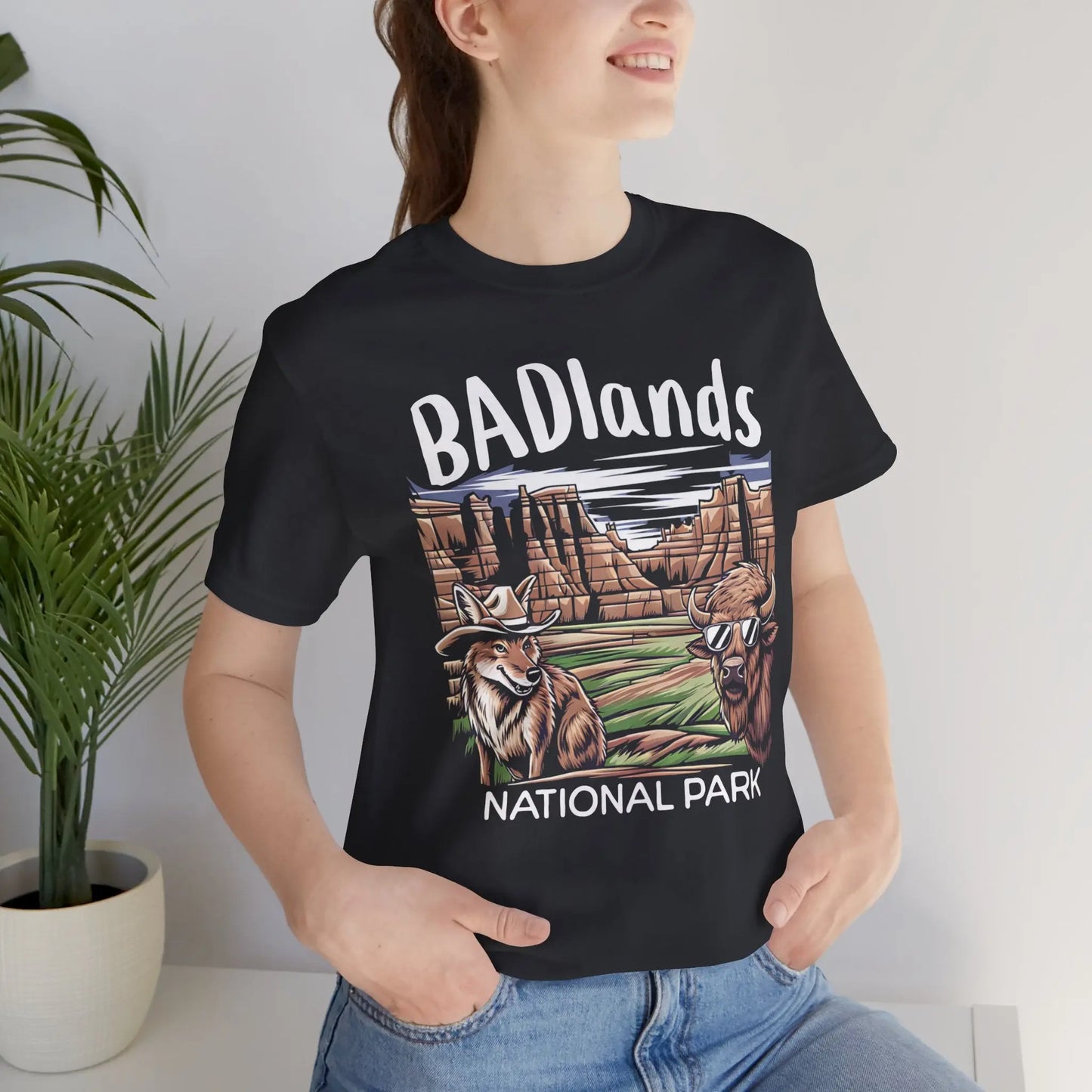 Bad Badlands National Park Unisex Fit Soft T-shirt Buffalo Coyote - Park Service Apparel