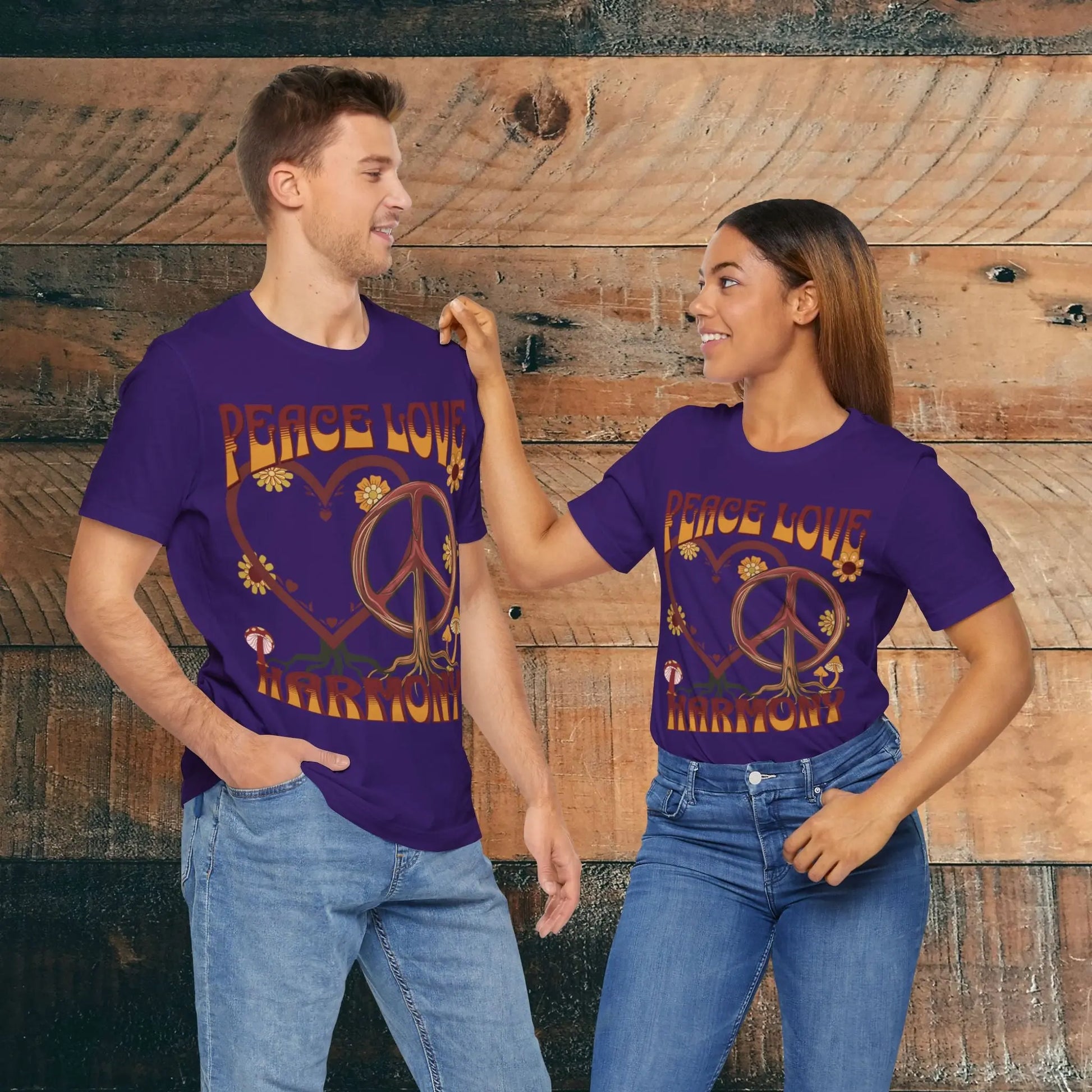 Peace Love Harmony Tree Unisex Soft Jersey Short Sleeve Garden Flowers T-Shirt Printify