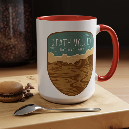 Death Valley National Park Coffee Mug 11oz 15oz Desert Shield Graphic Blue Black Pink Red - Park Service Apparel