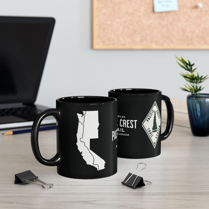 Pacific Crest Trail Classic Marker Black Mug 11oz, 15oz PCT Mexico to Canada Map Hiking Hike Inspired Drinkware Printify