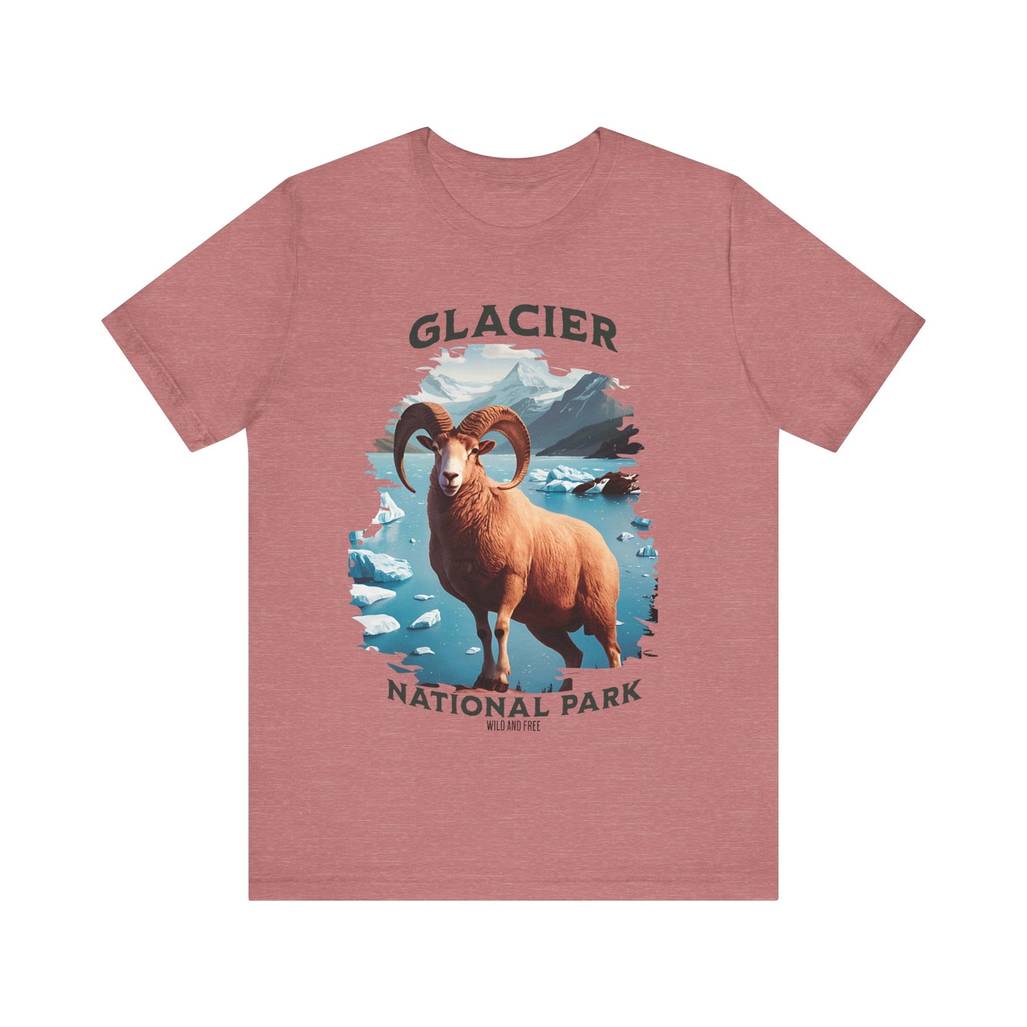 Glacier National Park Unisex Jersey T-Shirt Big Horned Sheep 100% Airlume Cotton - Park Service Apparel