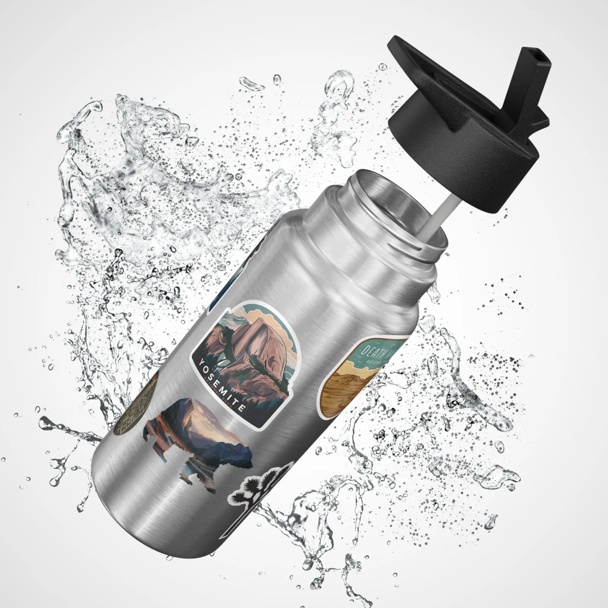 Custom California National Park Insulated Water Bottle  Sticker Style Tumbler 32oz Personalized - Park Service Apparel