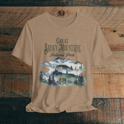 Great Smoky Mountains National Park Unisex Fit Soft T-shirt Watercolor Style Nature Tee - Park Service Apparel
