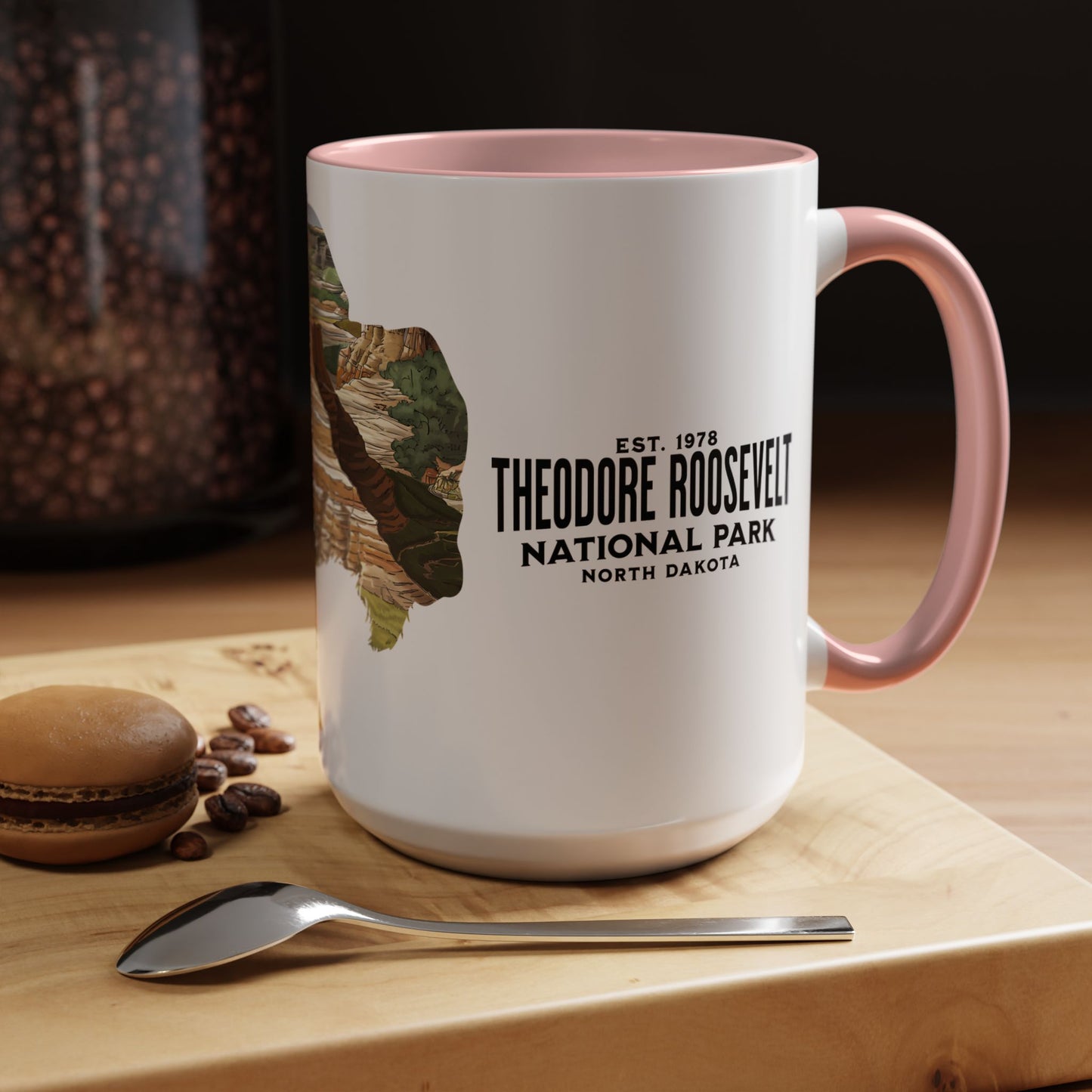 Theodore Roosevelt National Park Accent Coffee Mug 11oz 15oz North Dakota Bison Blue Black Pink Red Outdoor Inspired Printify