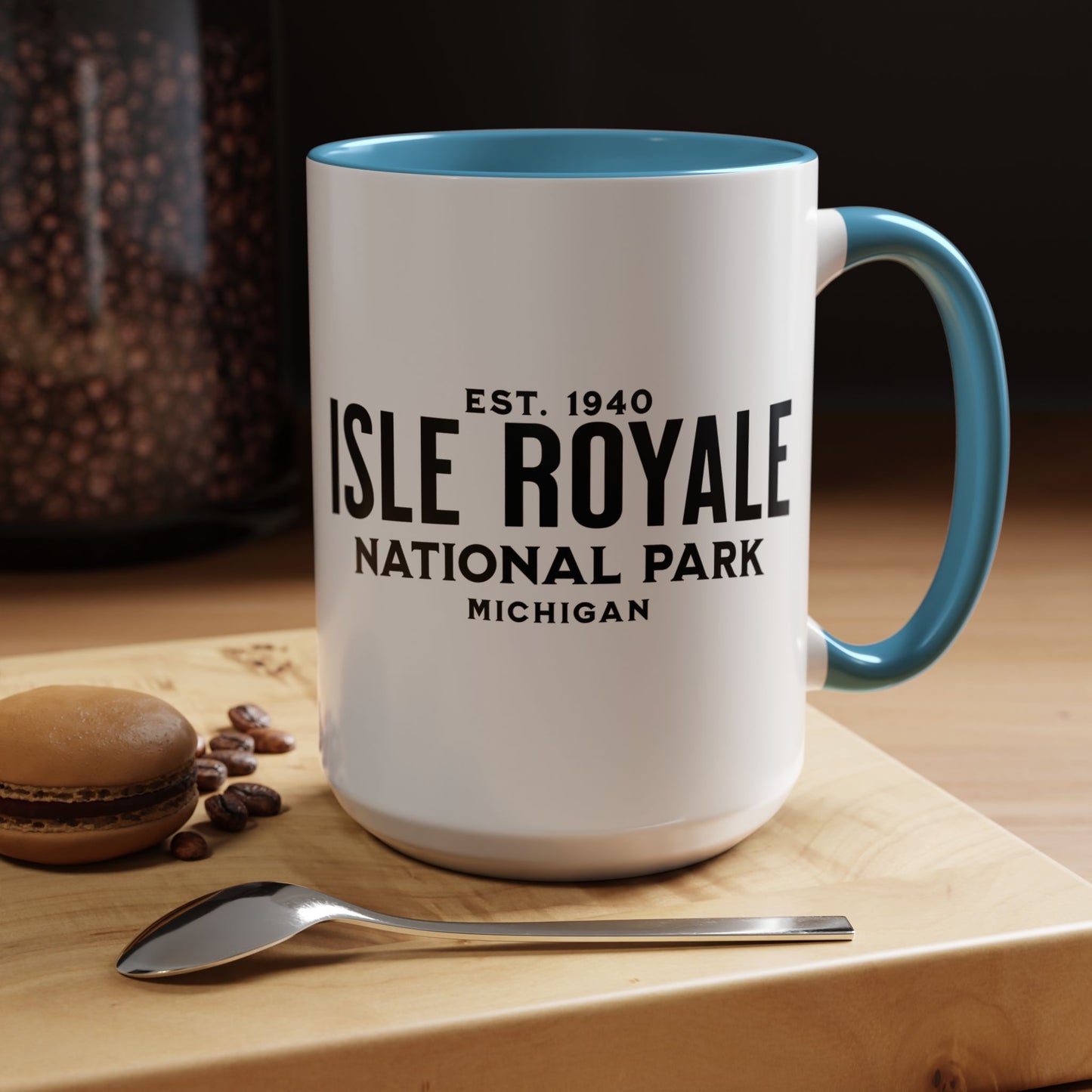Isle Royal National Park Accent Coffee Mug 11oz 15oz Wolf Blue Black Pink Red Outdoor Inspired Printify