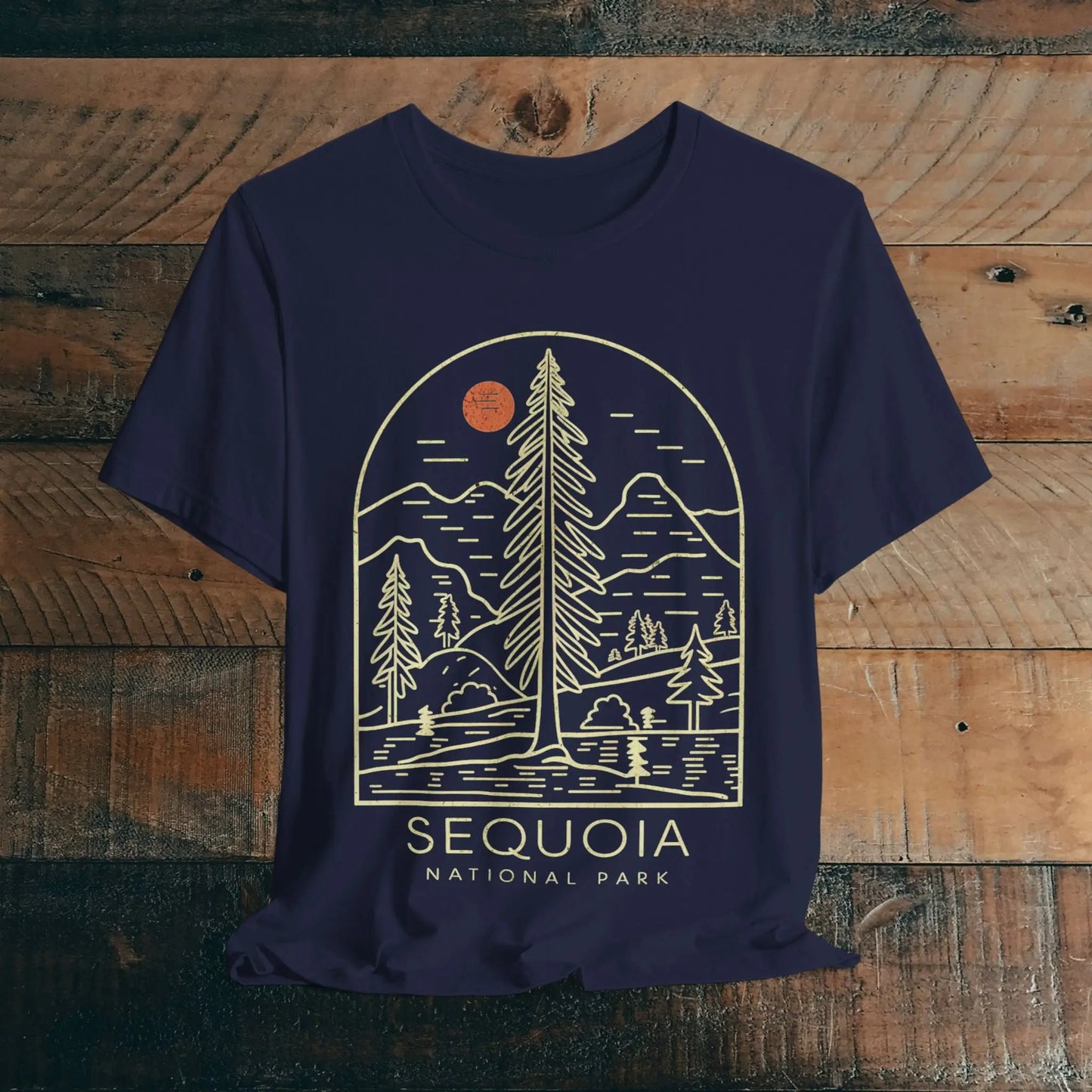 Sequoia National Park Unisex Fit Soft T-Shirt Big Tree Line Art - Park Service Apparel