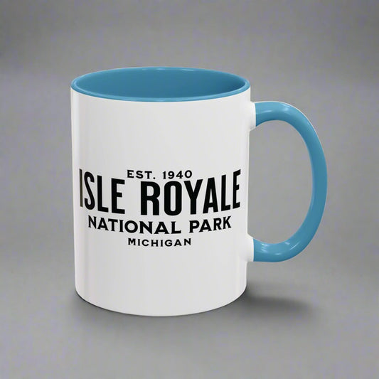 Isle Royal National Park Accent Coffee Mug 11oz 15oz Wolf Blue Black Pink Red Outdoor Inspired Printify