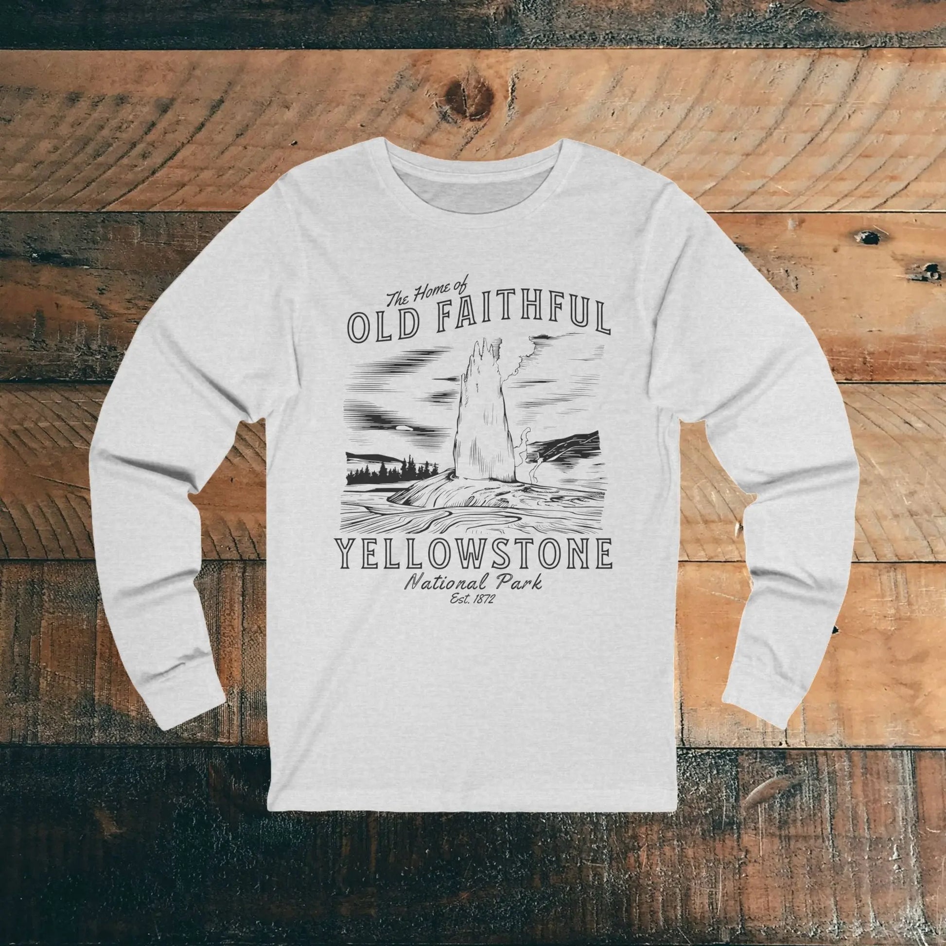 Yellowstone National Park Old Faithful Geyser Unisex Fit Long Sleeve T-shirt - Park Service Apparel