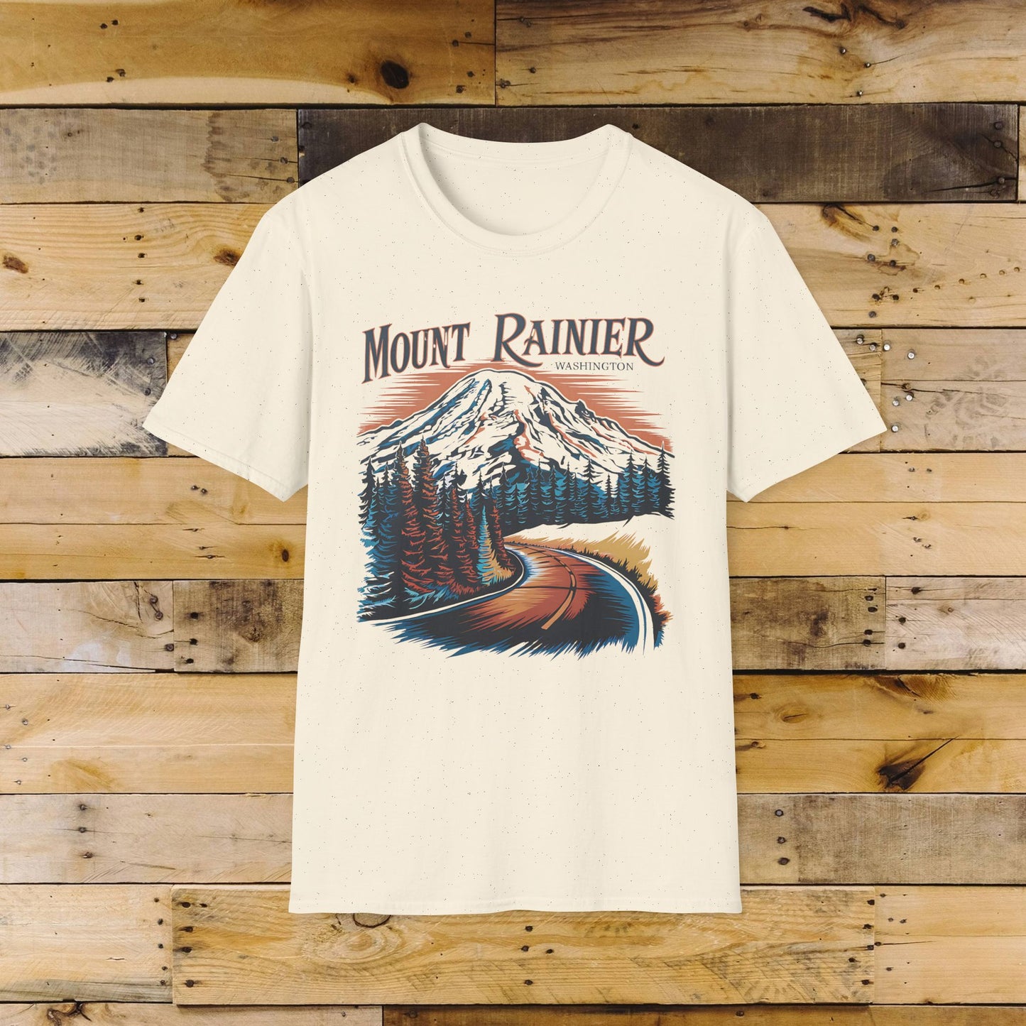 Mount Rainier Washington Unisex Fit Softstyle T-Shirt Printify