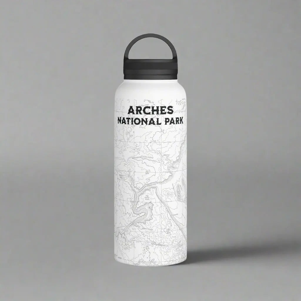 Arches National Park Topographic Stainless Steel Water Bottle Handle Lid Moab Utah Outdoors On the Go Tumbler - Park Service Apparel