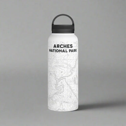 Arches National Park Topographic Stainless Steel Water Bottle Handle Lid Moab Utah Outdoors On the Go Tumbler - Park Service Apparel