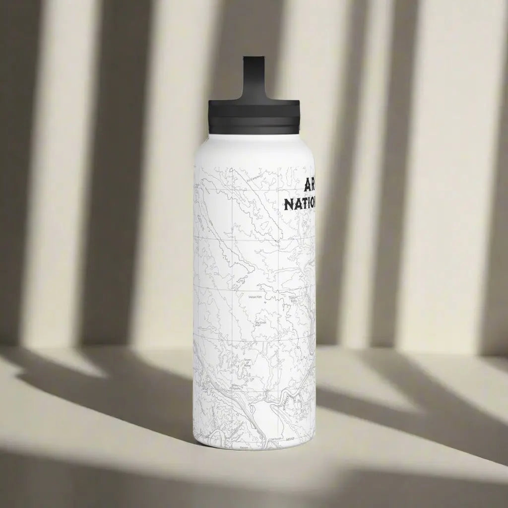 Arches National Park Topographic Stainless Steel Water Bottle Handle Lid Moab Utah Outdoors On the Go Tumbler - Park Service Apparel