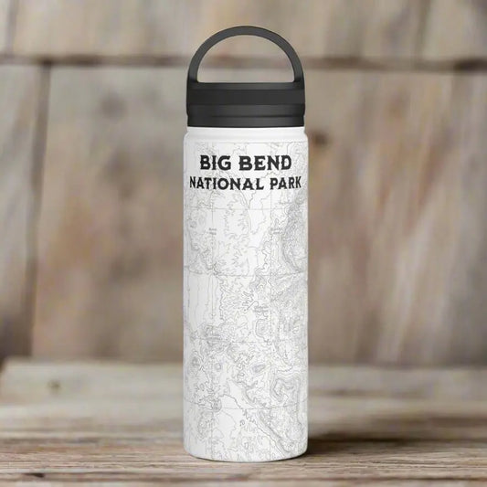 Big Bend National Park Topographic Stainless Steel Water Bottle Handle Lid Texas - Park Service Apparel