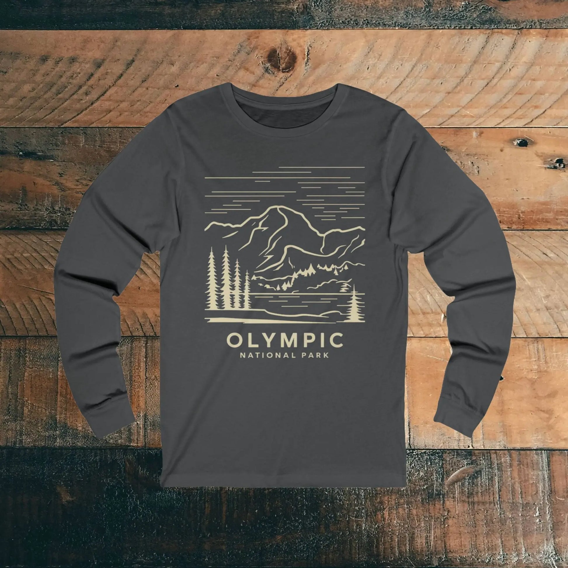 Olympic National Park Unisex Fit Long Sleeve T-Shirt Mountain Line Art - Park Service Apparel
