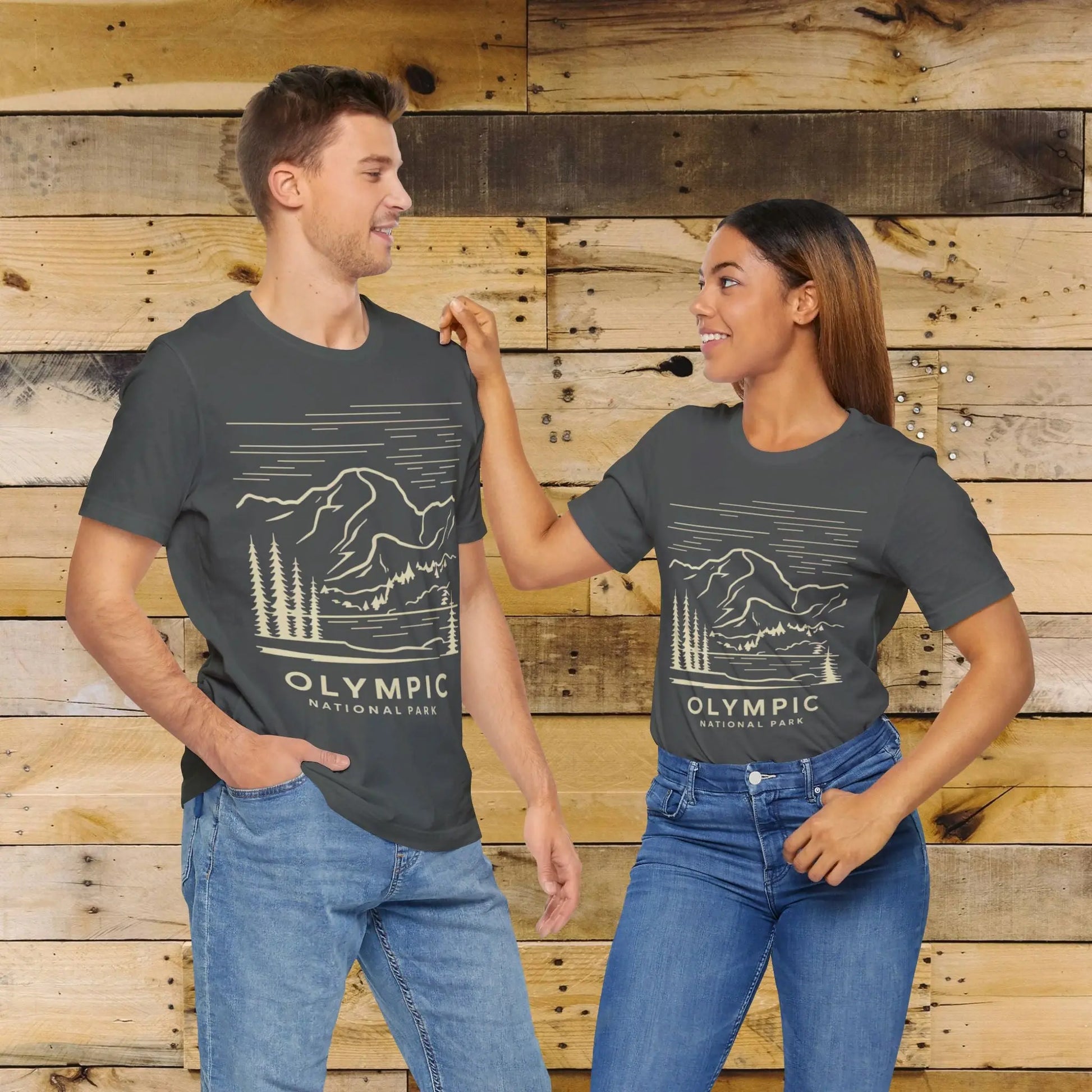 Olympic National Park Unisex Fit Soft T-Shirt Coastal Mountain Art - Park Service Apparel