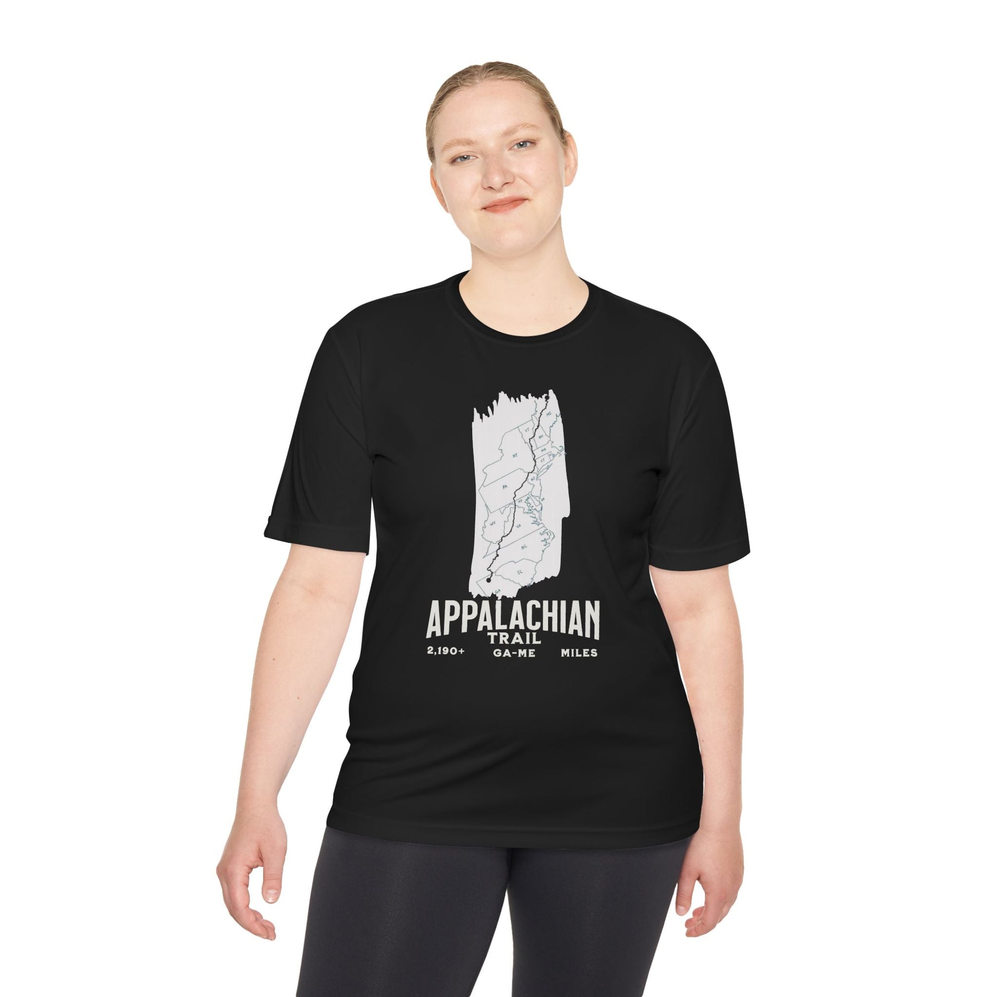 Appalachian Trail White Blaze Map Unisex Fit Sport Tech Performance T-shirt Printify