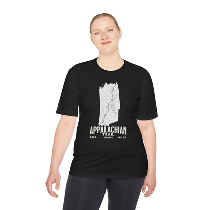 Appalachian Trail White Blaze Map Unisex Fit Sport Tech Performance T-shirt Printify