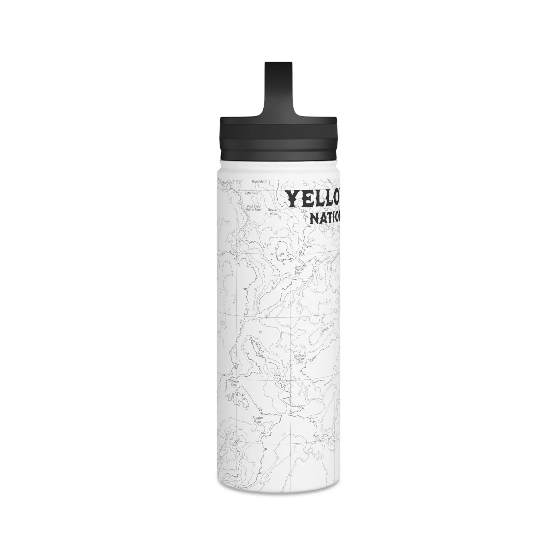 Yellowstone National Park Topographic Stainless Steel Water Bottle (3 Lid Options, 3 sizes) - Park Service Apparel