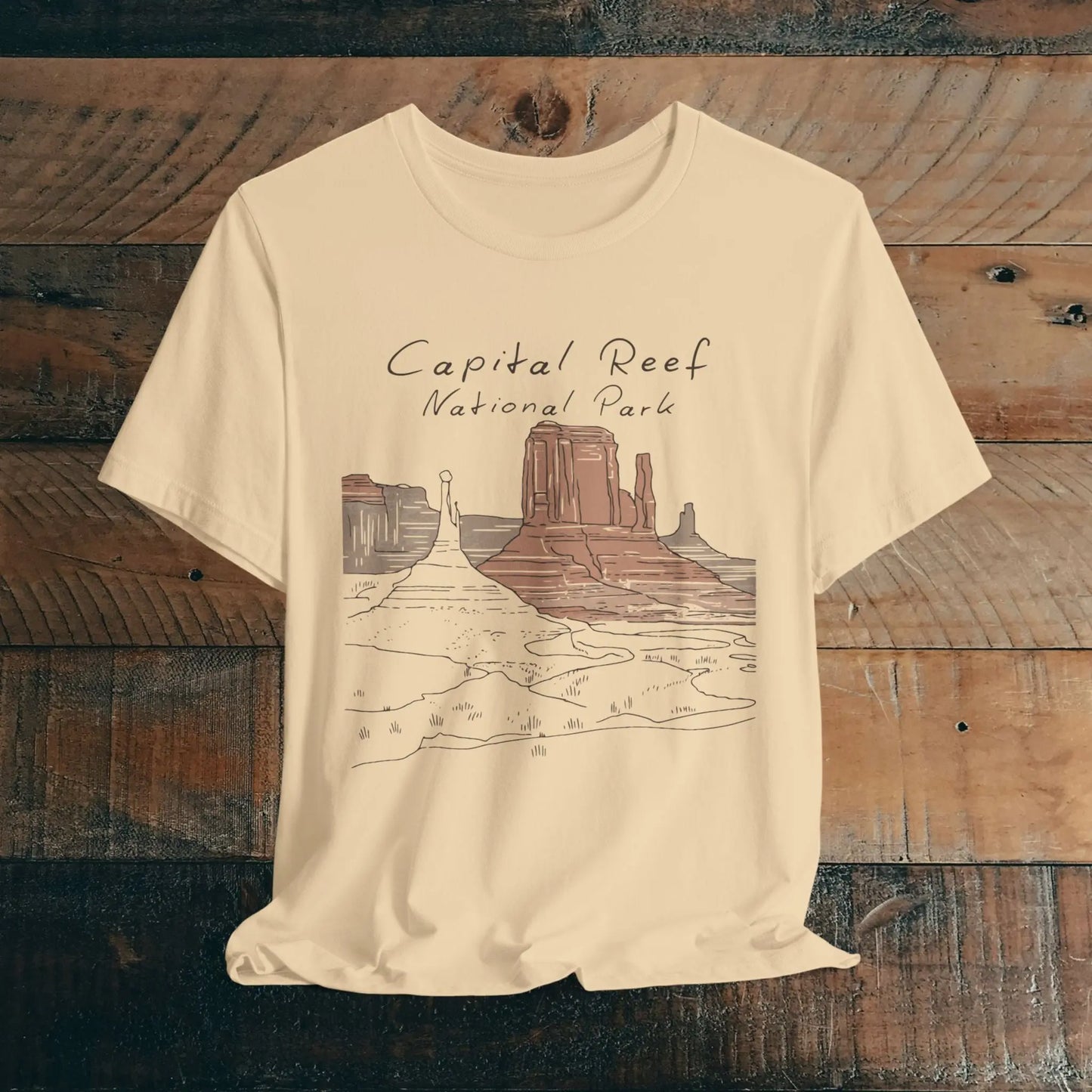 Capitol Reef National Park Unisex Fit Soft T-Shirt Line Art - Park Service Apparel