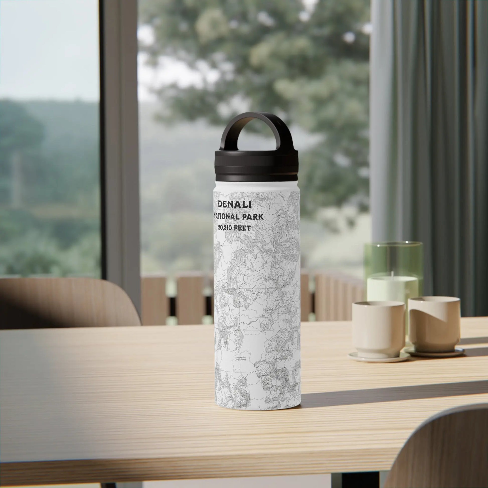 Denali National Park Topographic Stainless Steel Water Bottle Handle Lid Alaska 20,310 Ft. - Park Service Apparel