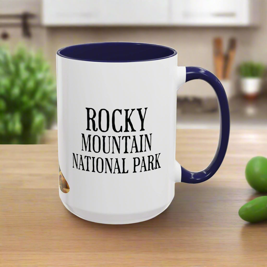Rocky Mountain National Park Marmot Colored Coffee Mug 11oz 15oz Colorado Coffee Cup Light Blue, Navy, Black, Pink, Red Printify