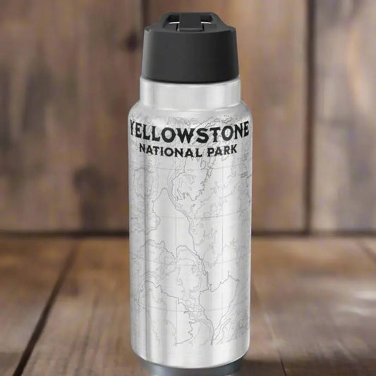 Yellowstone National Park Topographic Insulated Water Bottle Tumbler 32oz - Park Service Apparel